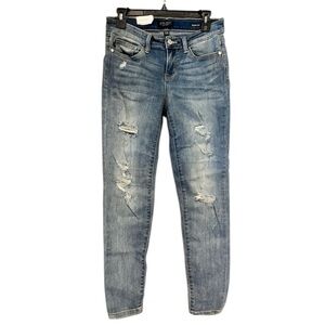 Judy Blue Medium Blue Distressed Skinny Jeans